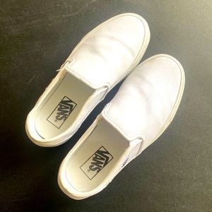 Vans womens size 7.5 white canvas slip on shoes